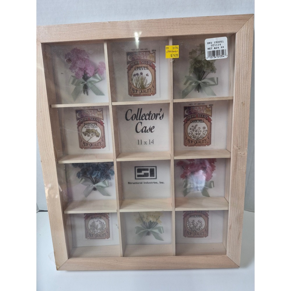 Structural Industries Wood Shadow Box Collector's Case 11x14 12-Section Display
